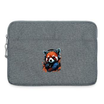 Panda roux mélomane mignon - Sacoche pour ordinateur portable 15 pouces - gris chiné - Devant