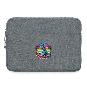 DJ Dinosaur Beach Vibes Sunset Summer Music Lover - Laptop bag 15" - heather grey - Front