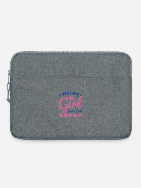 Mädchen und Programmiererin - Laptoptasche 15" - Grau meliert