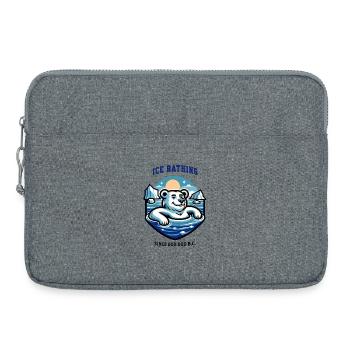 relaxter Eisbär beim Eisbaden lustiger Spruch - Laptoptasche 15" - Grau meliert - Vorne
