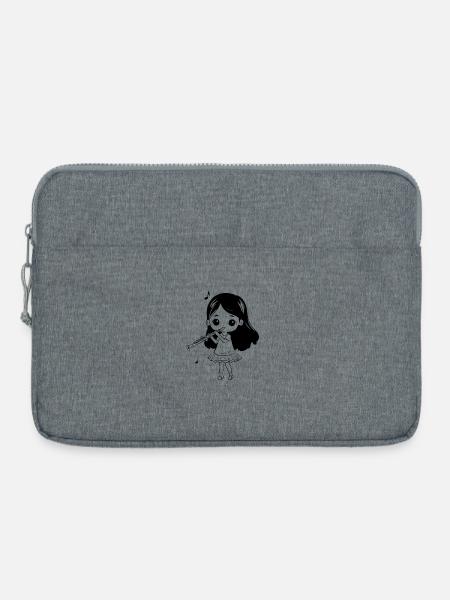 Flöte Mädchen Cartoon Look - Laptoptasche 15" - Grau meliert