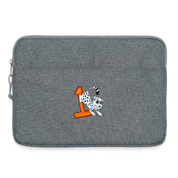 Zahl 1 Nummer Eins - Schneeleopard Motiv - Laptoptasche 15" - Grau meliert - Vorne