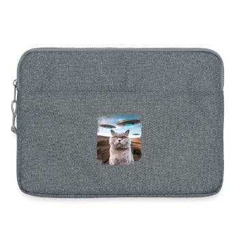 Funny British Shorthair Cat selfie with Alien UFOs - Laptop bag 15" - heather grey - Front