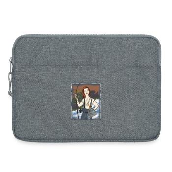 Strong woman fishing - Laptop bag 15" - heather grey - Front