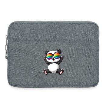 Panda Cartoon mit einer Pride Rainbow Brille. - Laptoptasche 15" - Grau meliert - Vorne
