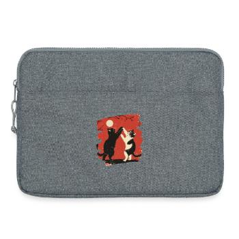 Combat de chats japonais - Sacoche pour ordinateur portable 15 pouces - gris chiné - Devant