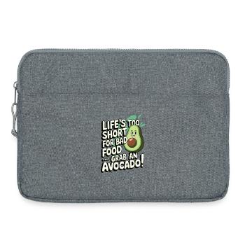 La vie est trop courte pour la mauvaise nourriture | Cadeau Avocat - Sacoche pour ordinateur portable 15 pouces - gris chiné - Devant