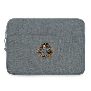 Crâne de jeu avec casque et ailes Golden Crown - Sacoche pour ordinateur portable 15 pouces - gris chiné - Devant