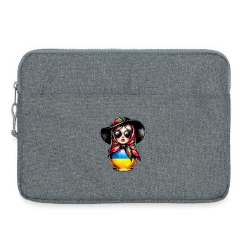 Ukraine Matriochka avec lunettes de soleil pour les Ukrainiens - Sacoche pour ordinateur portable 15 pouces - gris chiné - Devant