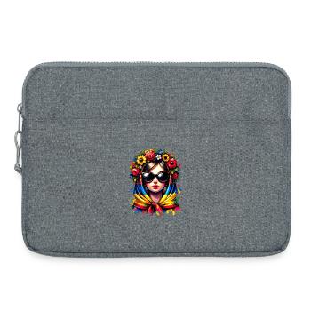 Ukraine Matriochka avec lunettes de soleil pour les Ukrainiens - Sacoche pour ordinateur portable 15 pouces - gris chiné - Devant