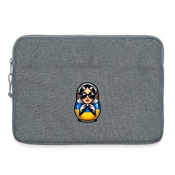 Ukraine Matriochka avec lunettes de soleil pour les Ukrainiens - Sacoche pour ordinateur portable 15 pouces - gris chiné - Devant