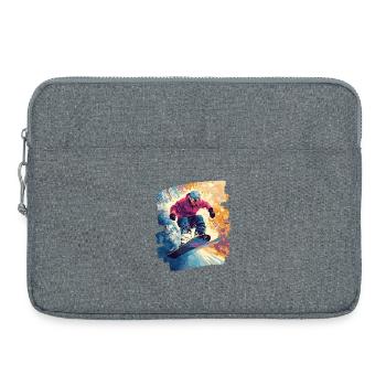 Snowboarder poudreuse - Sacoche pour ordinateur portable 15 pouces - gris chiné - Devant