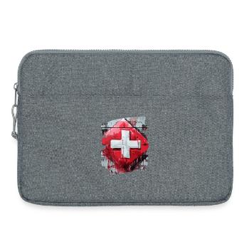 Schweizer Flagge Schweiz - Laptoptasche 15" - Grau meliert - Vorne