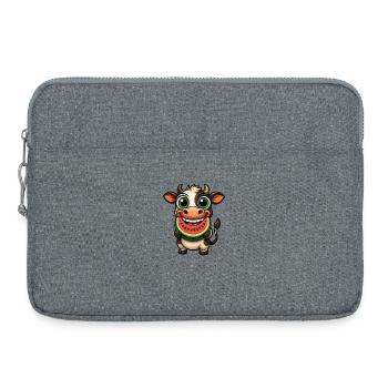 Vache taureau aux fruits d’été pastèque - Sacoche pour ordinateur portable 15 pouces - gris chiné - Devant