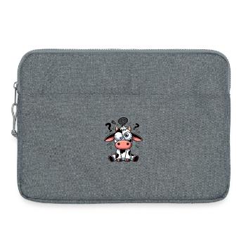 Funny Confused Cow Cartoon Clumsy Googly Eyes - Laptop bag 15" - heather grey - Front