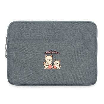 CATISFACTION - Humour naissance - Chat kawaii - Sacoche pour ordinateur portable 15 pouces - gris chiné - Devant