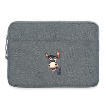 Süßer Esel schaut hervor: Cartoon-Tierillustration - Laptoptasche 15" - Grau meliert - Vorne