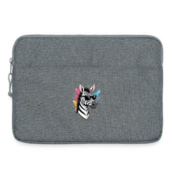 Cooles Zebra mit Sonnenbrille und bunten Farben - Laptoptasche 15" - Grau meliert - Vorne