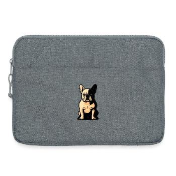 Illustration de bouledogue français, amoureux des chiens - Sacoche pour ordinateur portable 15 pouces - gris chiné - Devant