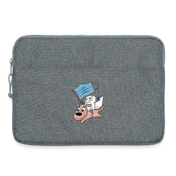 Humorous protest dog illustration - Laptop bag 15" - heather grey - Front