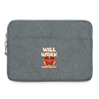Will Work for Chocolate Illustration - Laptop bag 15" - heather grey - Front