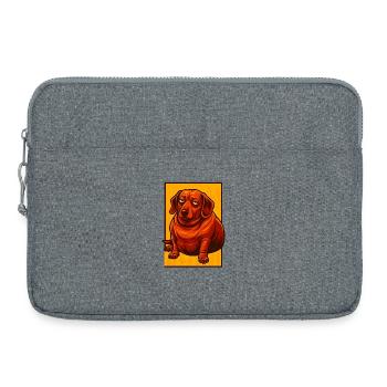 Ausdrucksstarker Dackel Pop Art, molliger Hundeliebhaber - Laptoptasche 15" - Grau meliert - Vorne