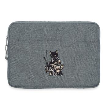 Samurai Cat – Modern Japanese Style - Laptop bag 15" - heather grey - Front