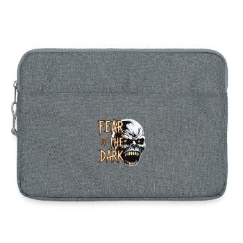 Motif de crâne d'horreur avec la peur du noir - Sacoche pour ordinateur portable 15 pouces - gris chiné - Devant