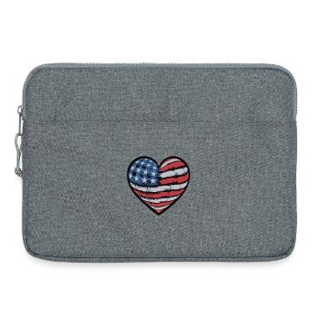 Cœur patriotique avec motif drapeau américain - Sacoche pour ordinateur portable 15 pouces - gris chiné - Devant