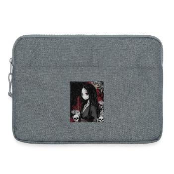 Fille d'anime d'horreur japonaise au look démoniaque - Sacoche pour ordinateur portable 15 pouces - gris chiné - Devant