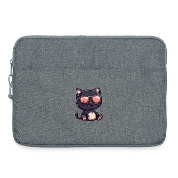 Chilliger Katzen-Vampir mit Sonnenbrille - Laptoptasche 15" - Grau meliert - Vorne