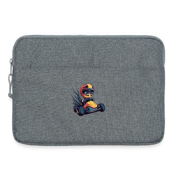 Motif enfant pilote de course - Sacoche pour ordinateur portable 15 pouces - gris chiné - Devant