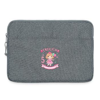 Chemise d’anniversaire princesse enfin 5 ans fille - Sacoche pour ordinateur portable 15 pouces - gris chiné - Devant