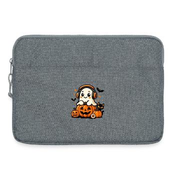 Cute Ghost and Pumpkins - Laptop bag 15" - heather grey - Front