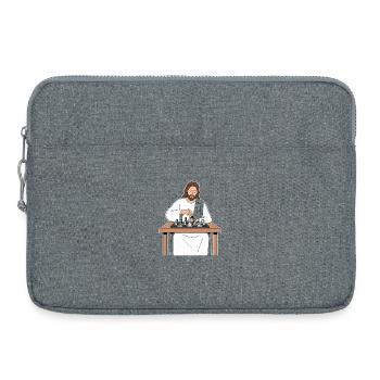 Saint Train aux échecs / Jesus Chess - Sacoche pour ordinateur portable 15 pouces - gris chiné - Devant
