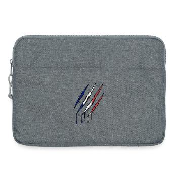 Frankreich Tricolore Kralle Grunge Flagge Kratzer - Laptoptasche 15" - Grau meliert - Vorne