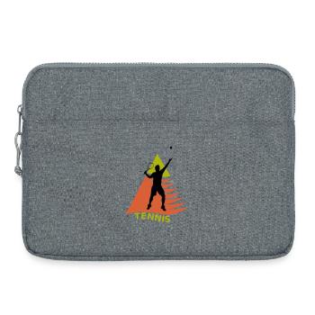 Joueur de Tennis sur Triangle Vert Orange - Sacoche pour ordinateur portable 15 pouces - gris chiné - Devant
