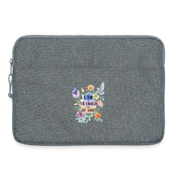 Je suis un enfant de Dieu – Floral Faith Design - Sacoche pour ordinateur portable 15 pouces - gris chiné - Devant
