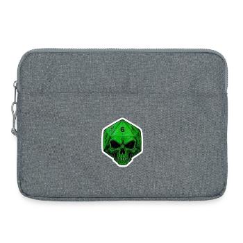 Mystischer W20 Würfel mit Totenkopf – Fantasy - Laptoptasche 15" - Grau meliert - Vorne