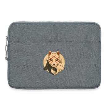 Masque de renard et loups Yin Yang - Sacoche pour ordinateur portable 15 pouces - gris chiné - Devant