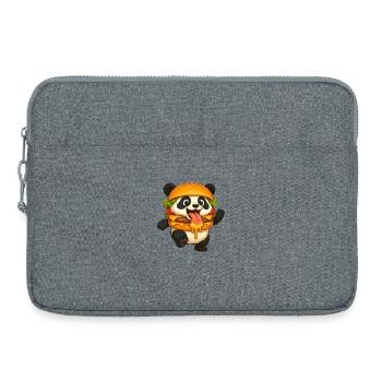 Drôle de panda avec hamburger dansant fast-food - Sacoche pour ordinateur portable 15 pouces - gris chiné - Devant