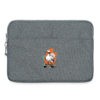 Ente auf Skateboard - Laptoptasche 15" - Grau meliert - Vorne