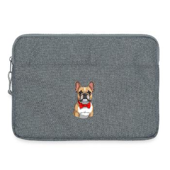 Elégant bouledogue avec nœud papillon rouge - Sacoche pour ordinateur portable 15 pouces - gris chiné - Devant