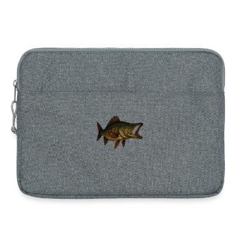 Detailed Pike Fish Illustration - Laptop bag 15" - heather grey - Front