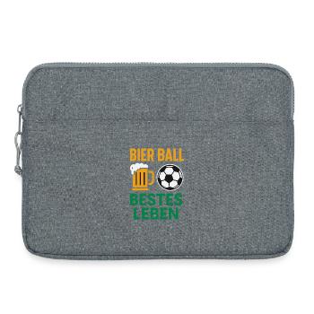 Bier Ball Bestes Leben – Fußballfan Design - Laptoptasche 15" - Grau meliert - Vorne