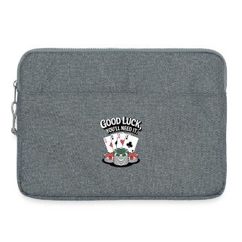 Motif de carte de poker bonne chance - Sacoche pour ordinateur portable 15 pouces - gris chiné - Devant