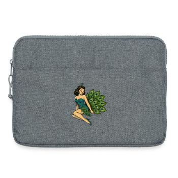 Peacock Pinup in Vintage Blue - Laptop bag 15" - heather grey - Front