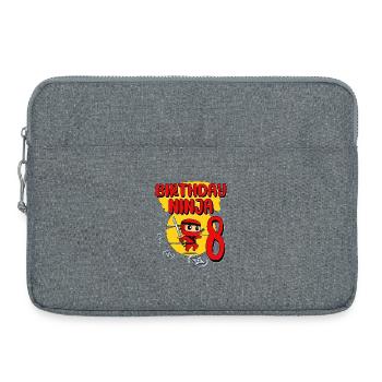 Birthday Ninja 8 Year Old Birthday Party Gift - Laptop bag 15" - heather grey - Front
