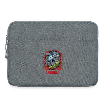 Rebellious shark on skateboard - Laptop bag 15" - heather grey - Front