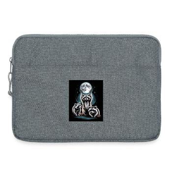 Waschbären Unter Vollmond Nachtwald - Laptoptasche 15" - Grau meliert - Vorne